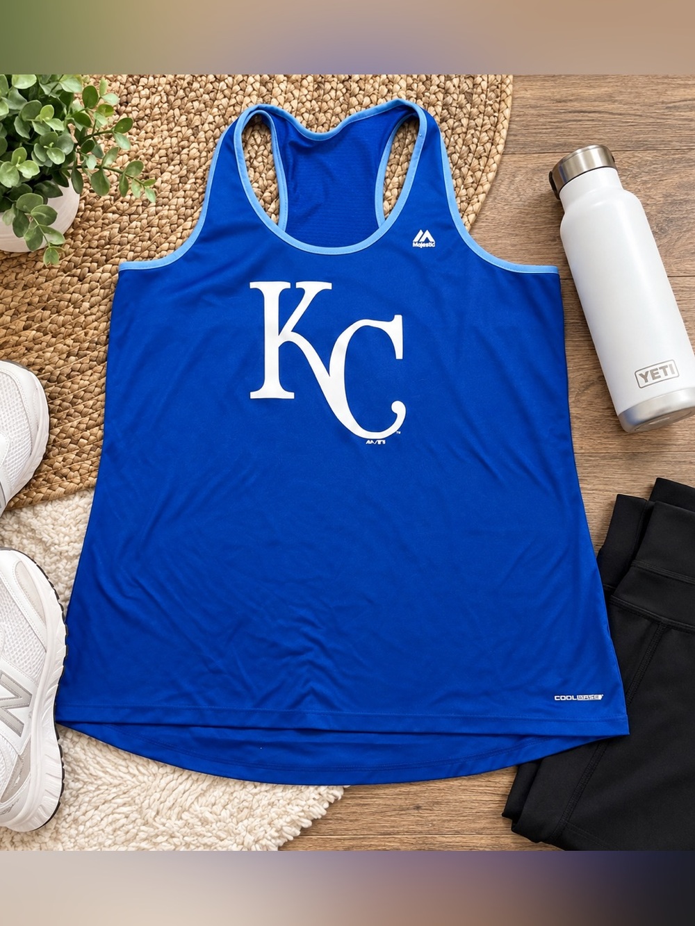 Majestic Kansas City Royals XXL Cool Base Racerback Tank Top Blue MLB